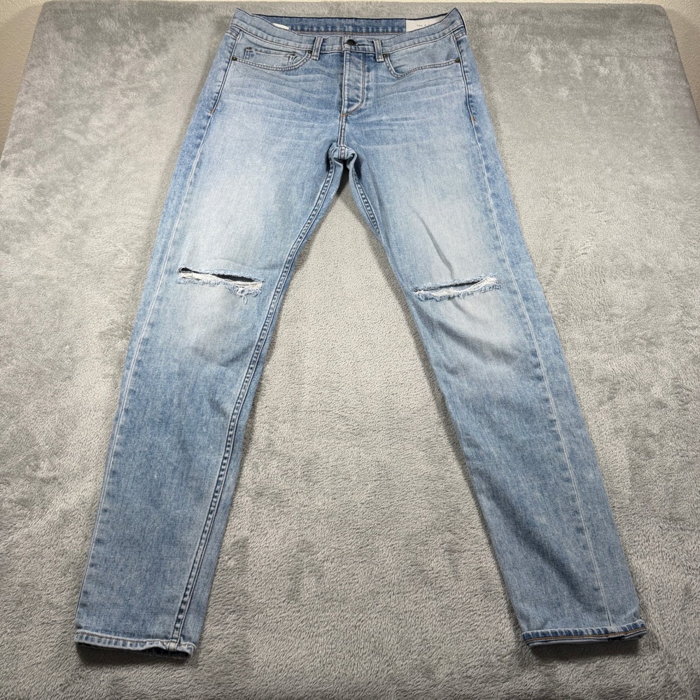 Rag‎ & Bone Fit 1 Extra Slim Jeans Mens 34 Blue Distressed Standard Issue